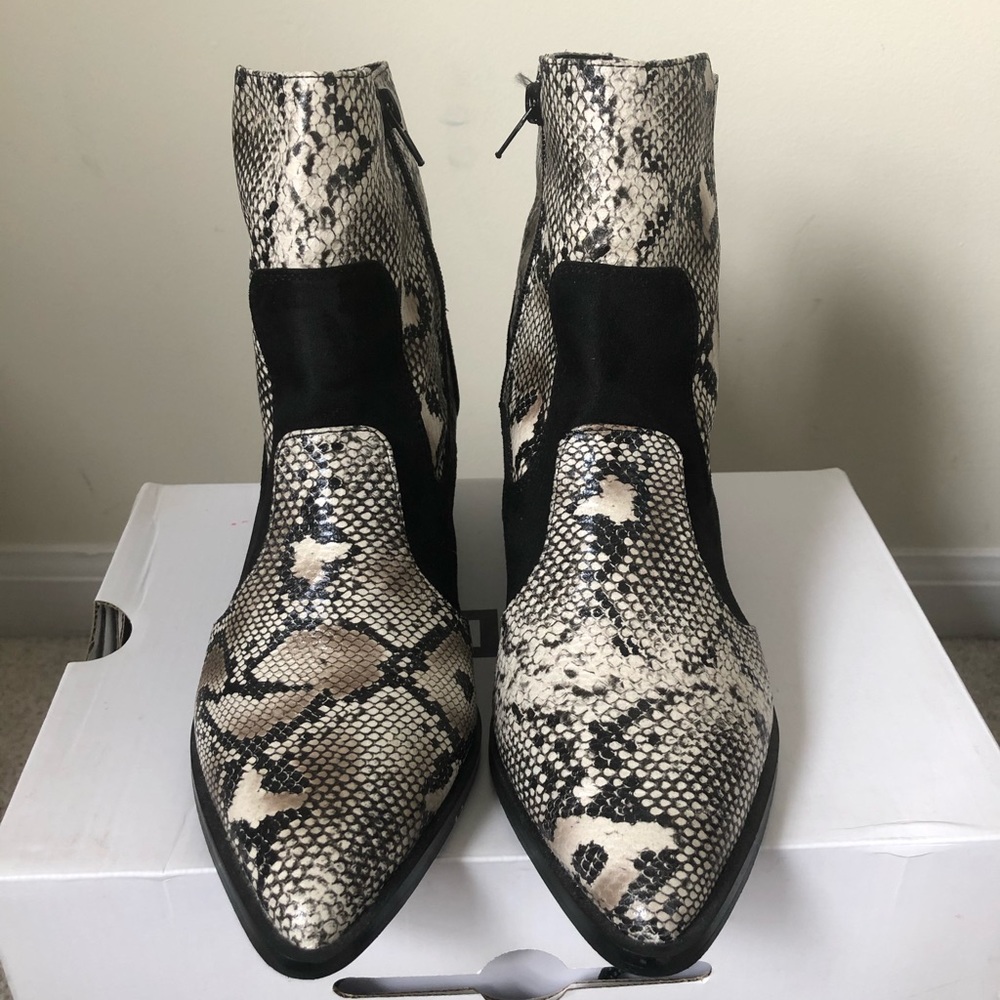 Snake Print Leather/Suede Boots